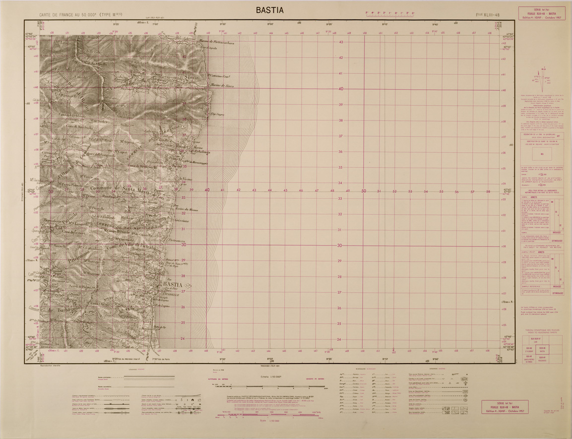 (N:29447) CARTE DE FRANCE - FOGLIO XLIII - 48 - BASTIA (SE003199) Carte e stampe antiche: riproduzione a colori su carta (formato A1)