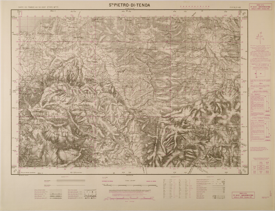 (N:29449) CARTE DE FRANCE - FOGLIO XLII - 49 - S. PIETRO DI TENDA (SE003201) Carte e stampe antiche: riproduzione a colori su carta (formato A1)