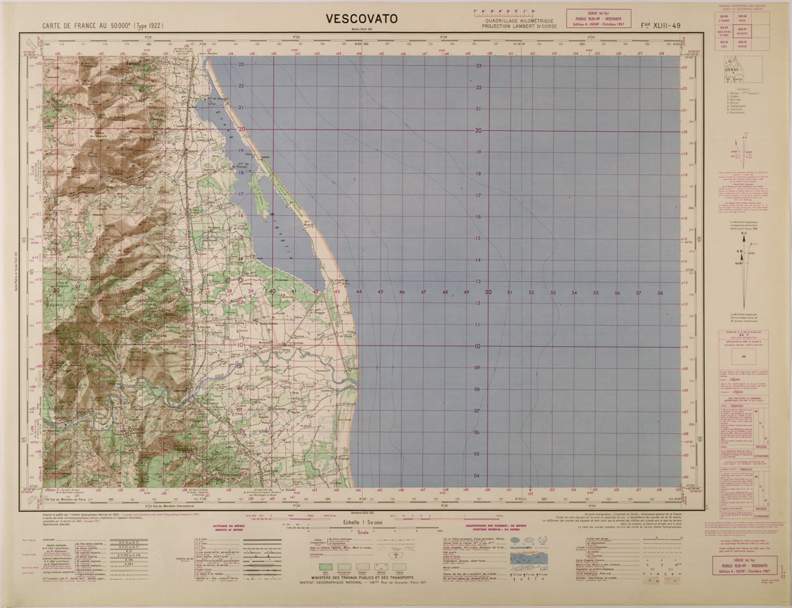 (N:29450) CARTE DE FRANCE - FOGLIO XLIII - 49 - VESCOVATO (SE003202) Carte e stampe antiche: riproduzione a colori su carta (formato A1)