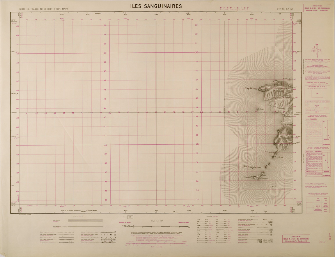 (N:29459) CARTE DE FRANCE - FOGLIO XL - 52 - 53 - ILES SANGUINAIRES (SE003211) Carte e stampe antiche: riproduzione a colori su carta (formato A1)