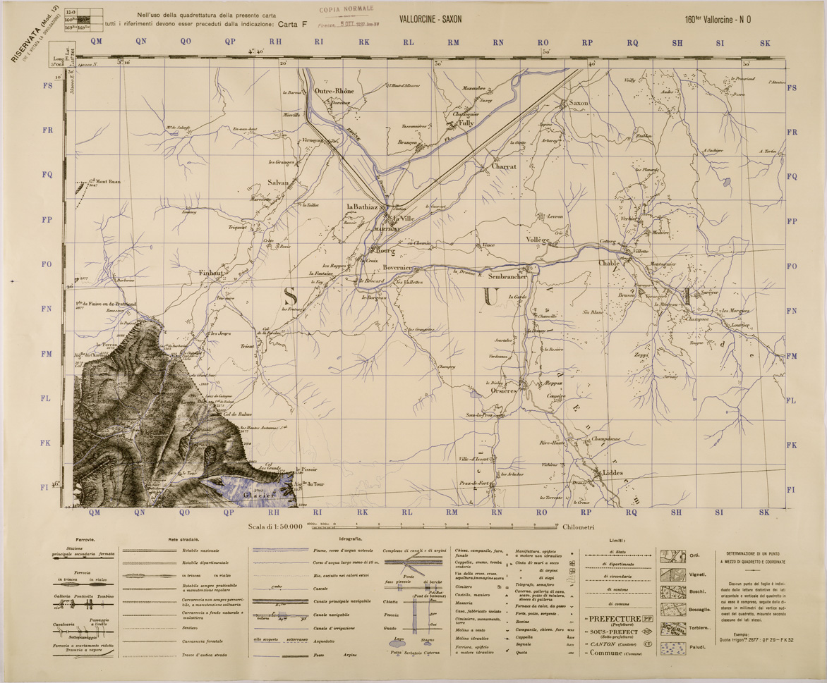 (N:29377) VALLORCINE - SAXON - FOGLIO 160 TER. N.O. (SE003237) Carte e stampe antiche: riproduzione a colori su carta (formato A1)