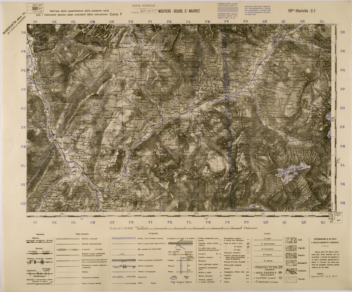 (N:29379) MOUTIERS - BOURG S.T MAURICE - FOGLIO 169 BIS N.E. (SE003239) Carte e stampe antiche: riproduzione a colori su carta (formato A1)