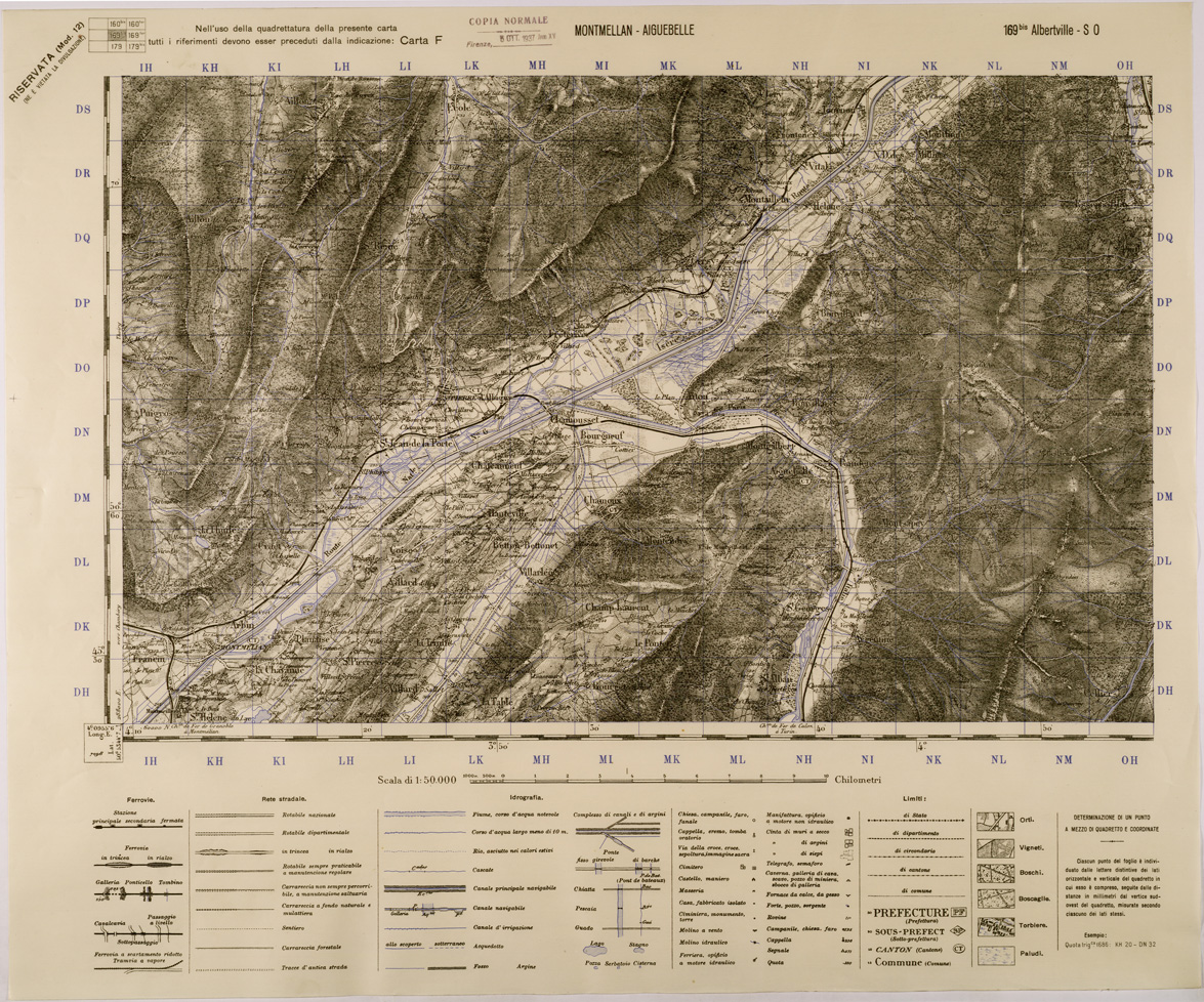 (N:29380) MONTMELLAN - AIUGUEBELLE - FOGLIO 169 BIS S.O. (SE003240) Carte e stampe antiche: riproduzione a colori su carta (formato A1)