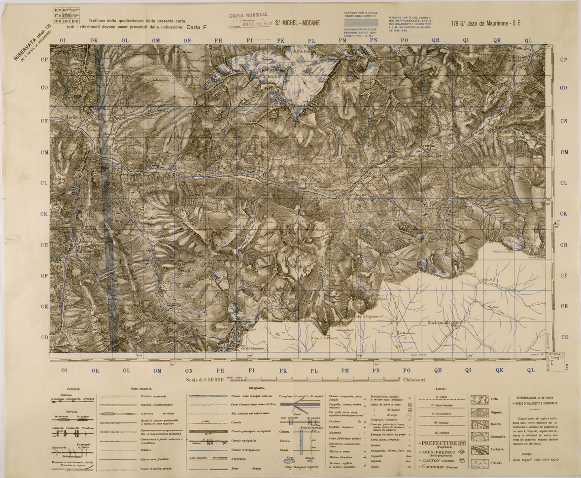 (N:29385) ST. MICHEL - MODANE - FOGLIO 179 S.E. (SE003245) Carte e stampe antiche: riproduzione a colori su carta (formato A1)