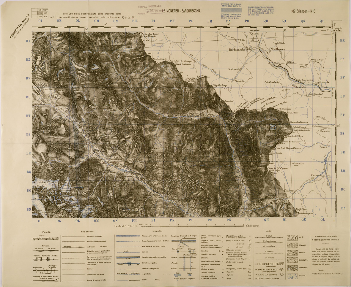(N:29389) MONETIER - BARDONECCHIA - FOGLIO 189 N.E. (SE003249) Carte e stampe antiche: riproduzione a colori su carta (formato A1)