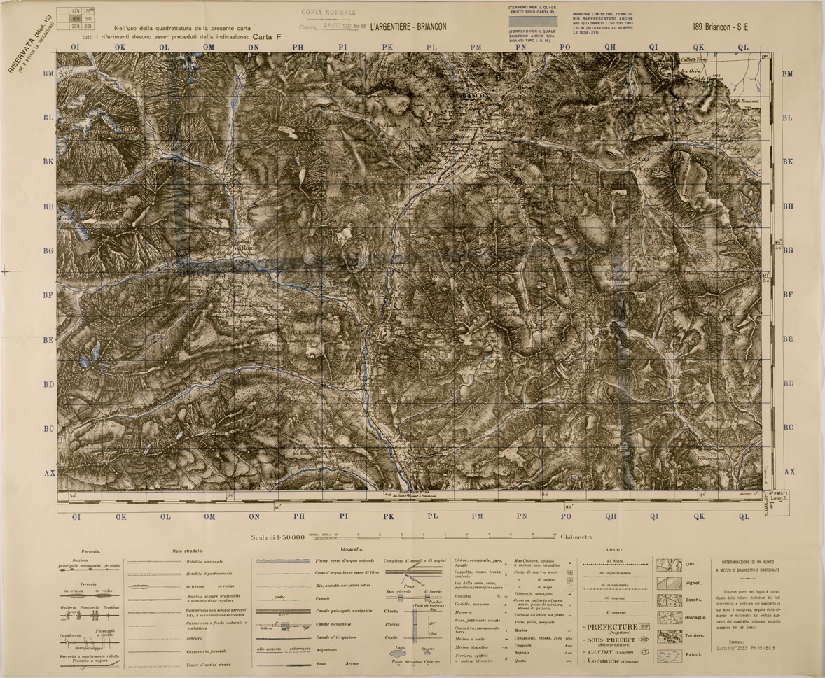 (N:29390) L'ARGENTIERE - BRIANCON - FOGLIO 189 N.E. (SE003250) Carte e stampe antiche: riproduzione a colori su carta (formato A1)