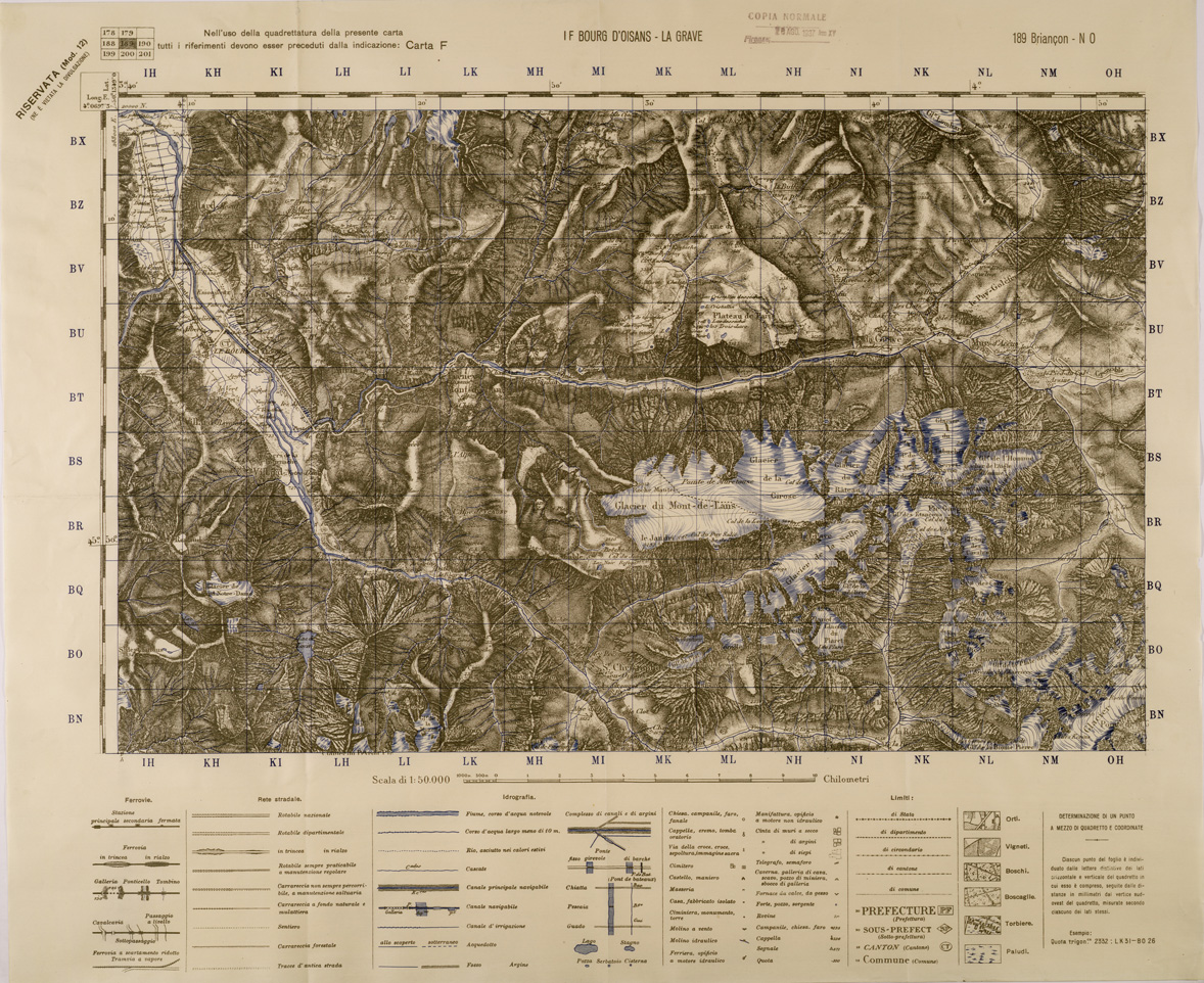 (N:29392) IF BOURG D'OISANS - LA GRAVE - FOGLIO 189 N.O. (SE003252) Carte e stampe antiche: riproduzione a colori su carta (formato A1)