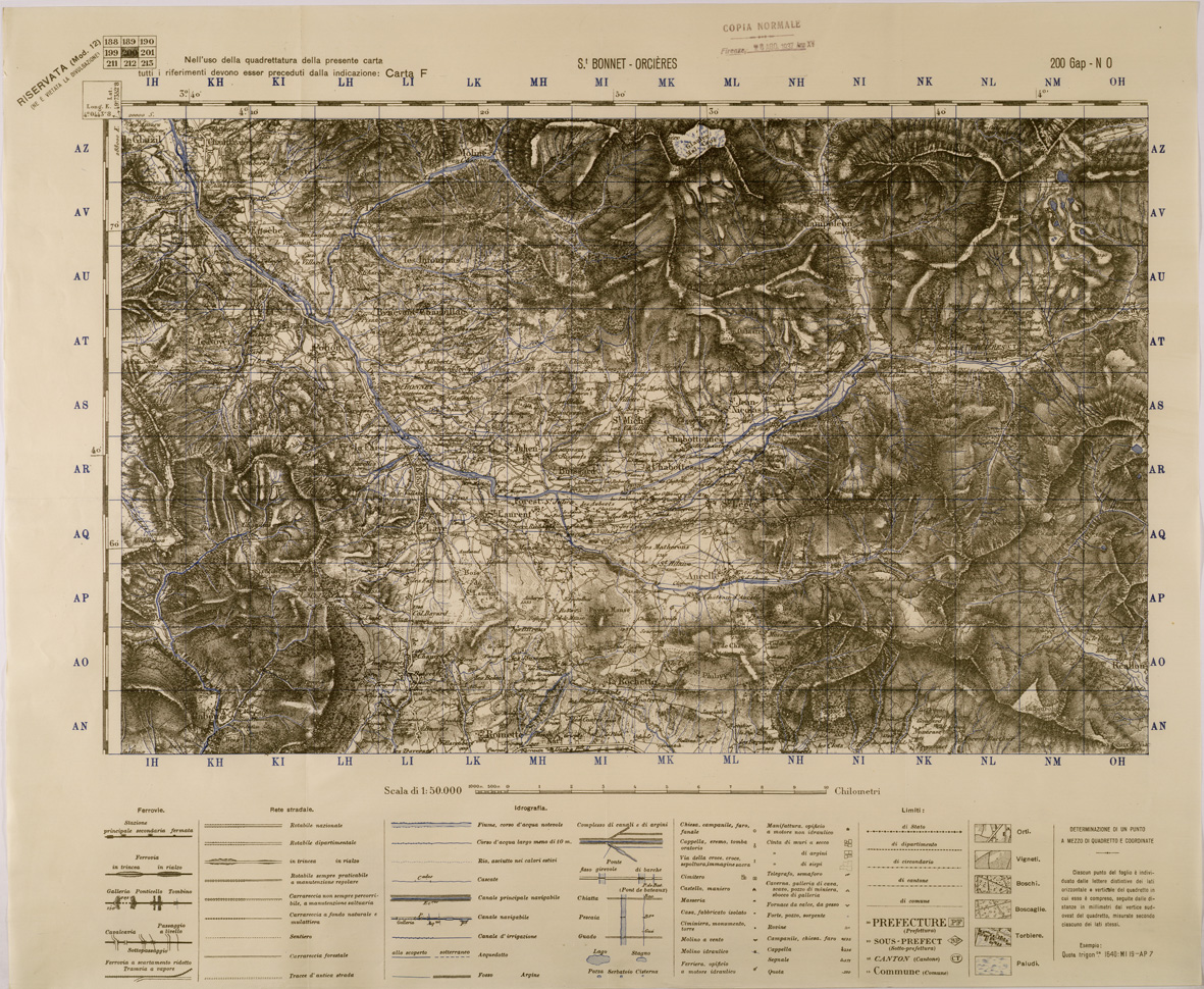 (N:29396) ST.BONNET - ORCIERES - FOGLIO 200 N.O. (SE003256) Carte e stampe antiche: riproduzione a colori su carta (formato A1)