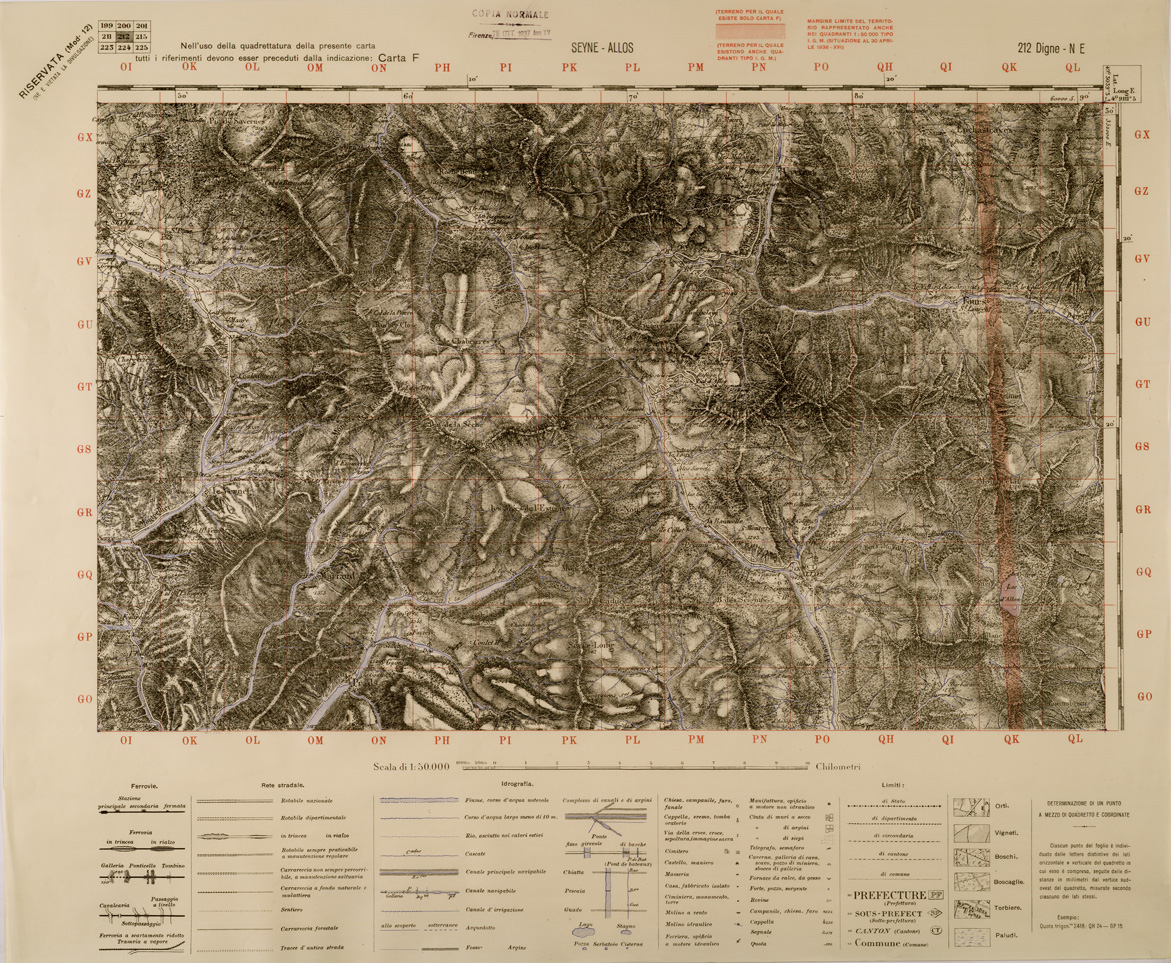 (N:29398) SEYNE - ALLOS - FOGLIO 212 N.E. (SE003258) Carte e stampe antiche: riproduzione a colori su carta (formato A1)