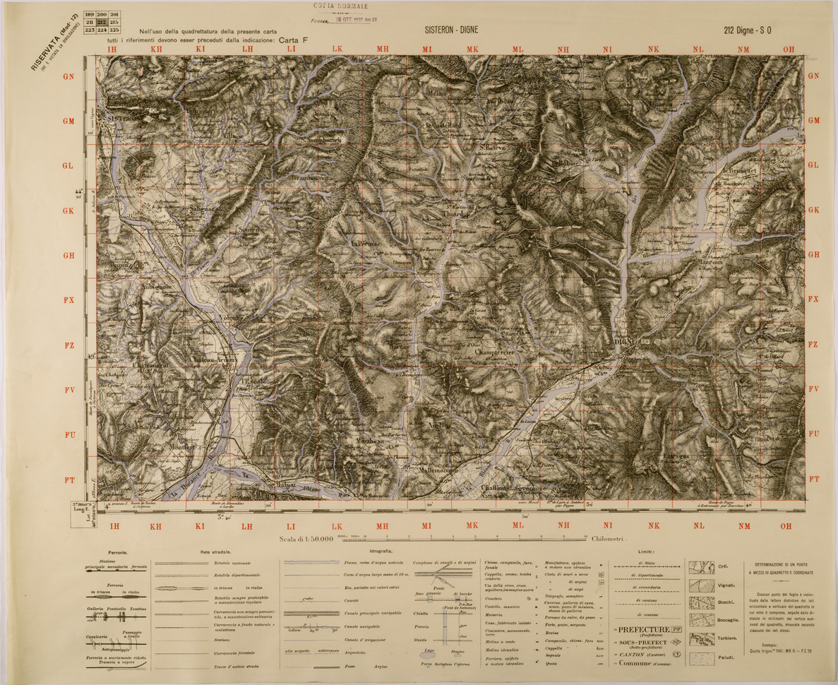 (N:29400) SISTERON - DOGNE - FOGLIO 212 S.O. (SE003260) Carte e stampe antiche: riproduzione a colori su carta (formato A1)