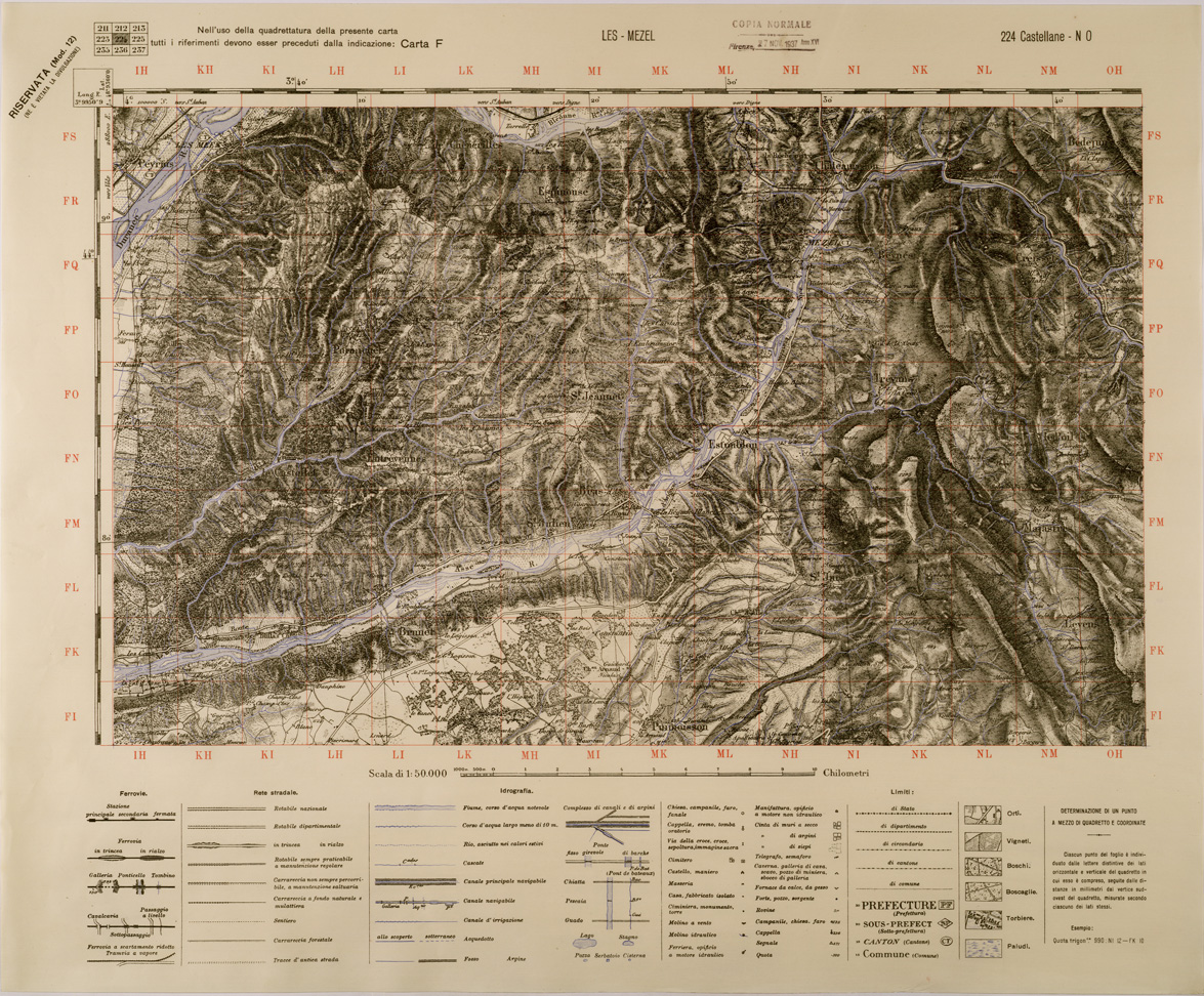(N:29407) LES - MEZEL - FOGLIO 224 N.O. (SE003267) Carte e stampe antiche: riproduzione a colori su carta (formato A1)