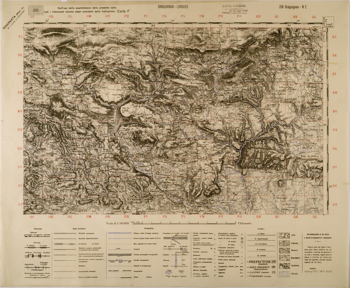 (N:29412) DRAGUIGNAN - LORGUES - FOGLIO 236 N.E. (SE003272) Carte e stampe antiche: riproduzione a colori su carta (formato A1)