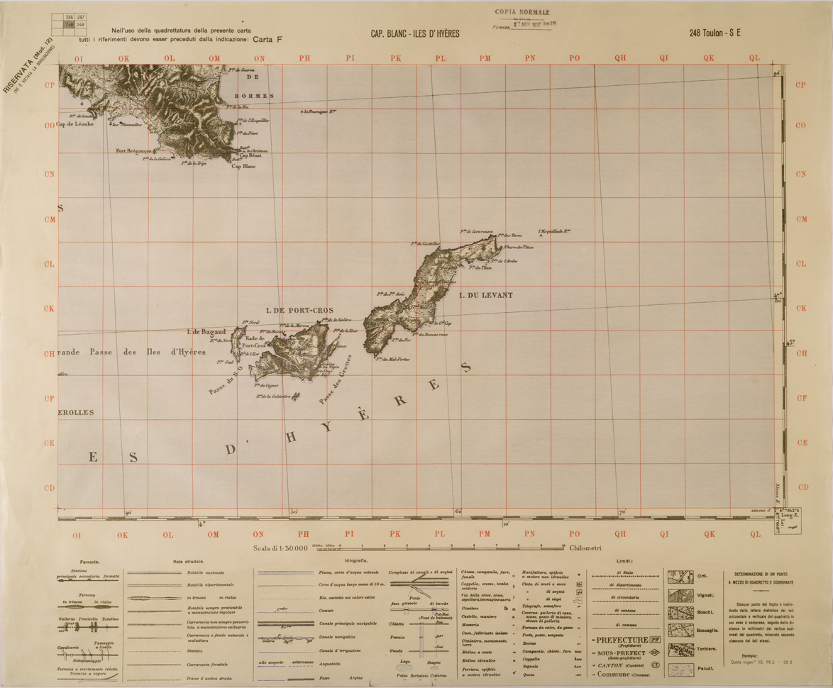 (N:29419) CAP BLANC - ILES D'HYRES - FOGLIO 248 S.E. (SE003279) Carte e stampe antiche: riproduzione a colori su carta (formato A1)