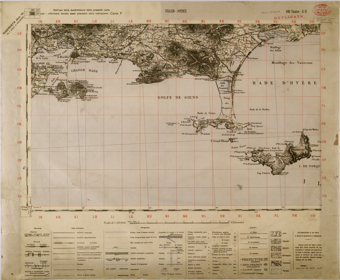 (N:29420) TOULON - HYERES - FOGLIO 248 S.O. (SE003280) Carte e stampe antiche: riproduzione a colori su carta (formato A1)