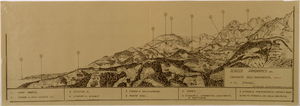 (N:29505) SCHIZZO PANORAMICO DAL CONVENTO DELL'ANNUNZIATA (FRANCIA) (SE003318) Carte e stampe antiche: riproduzione a colori su carta (formato A1)
