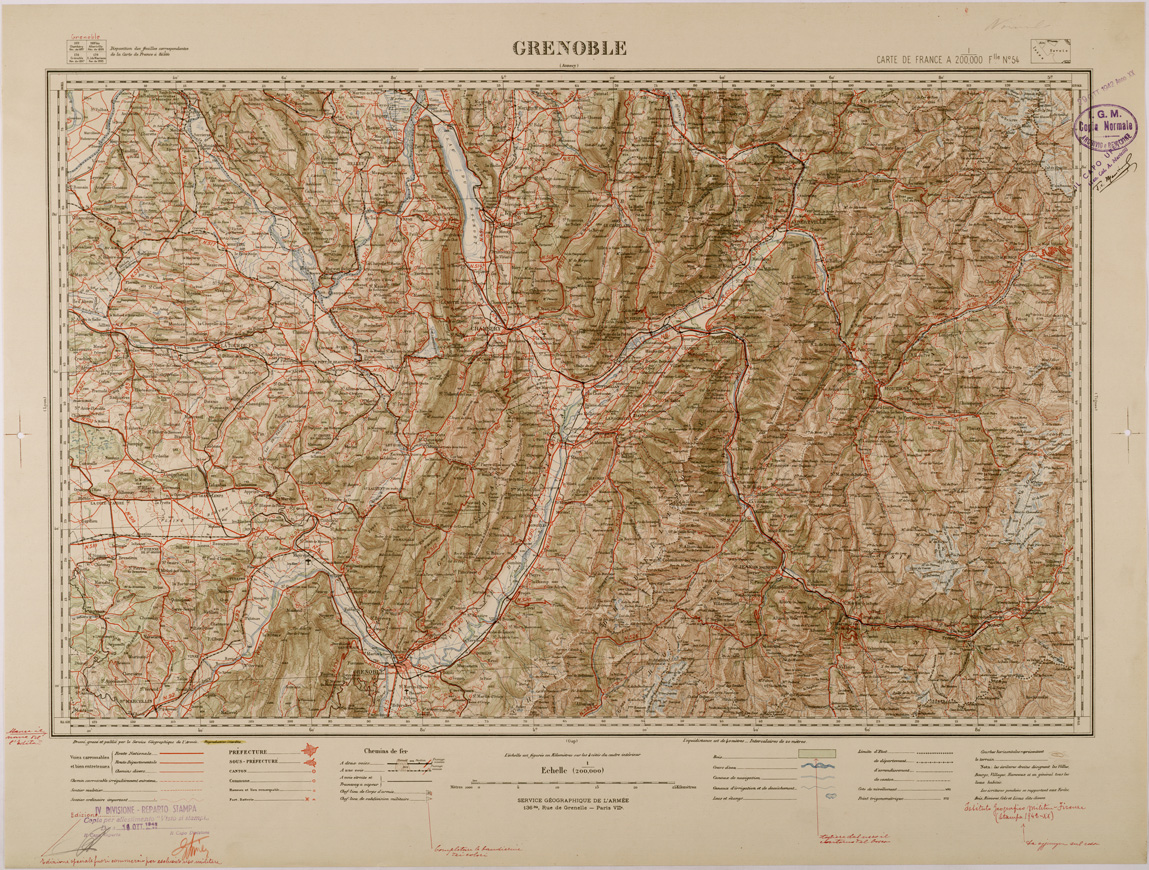 (N:29528) CARTE DE FRANCE - FOGLIO 54 - GRENOBLE (SE003341) Carte e stampe antiche: riproduzione a colori su carta (formato A1)
