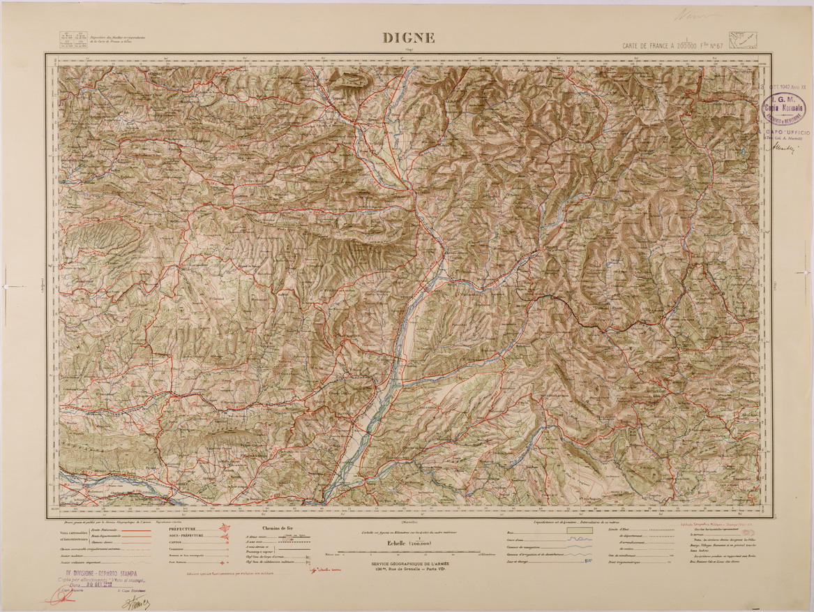 (N:29532) CARTE DE FRANCE - FOGLIO 67 - DIGNE (SE003345) Carte e stampe antiche: riproduzione a colori su carta (formato A1)