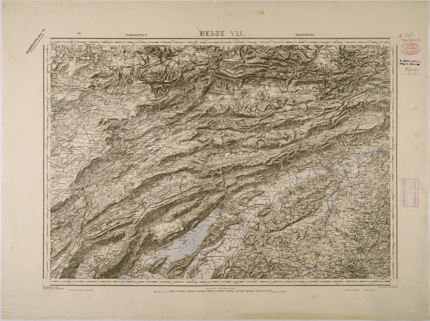 (N:29550) CARTA DELLA SVIZZERA - FOGLIO VII - PORRENTRUY SOLOTHURN (SE003361) Carte e stampe antiche: riproduzione a colori su carta (formato A1)