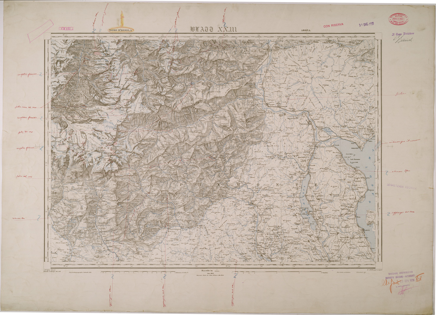 (N:29569) CARTA DELLA SVIZZERA - FOGLIO XXIII - DOMODOSSOLA ARONA (SE003375) Carte e stampe antiche: riproduzione a colori su carta (formato A1)