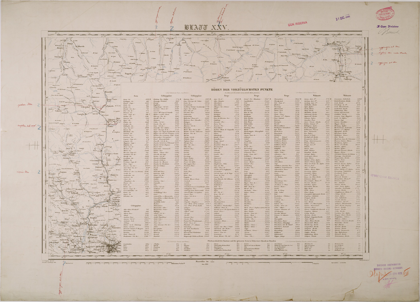 (N:29572) CARTA DELLA SVIZZERA - FOGLIO XXV (SE003377) Carte e stampe antiche: riproduzione a colori su carta (formato A1)