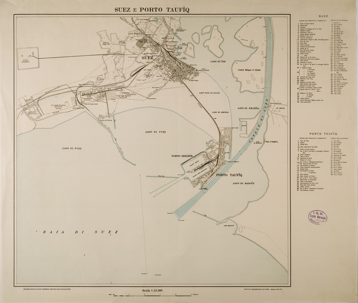 (N:29566) SUEZ E PORTO TAUFIQ (SE003387) Carte e stampe antiche: riproduzione a colori su carta (formato A1)