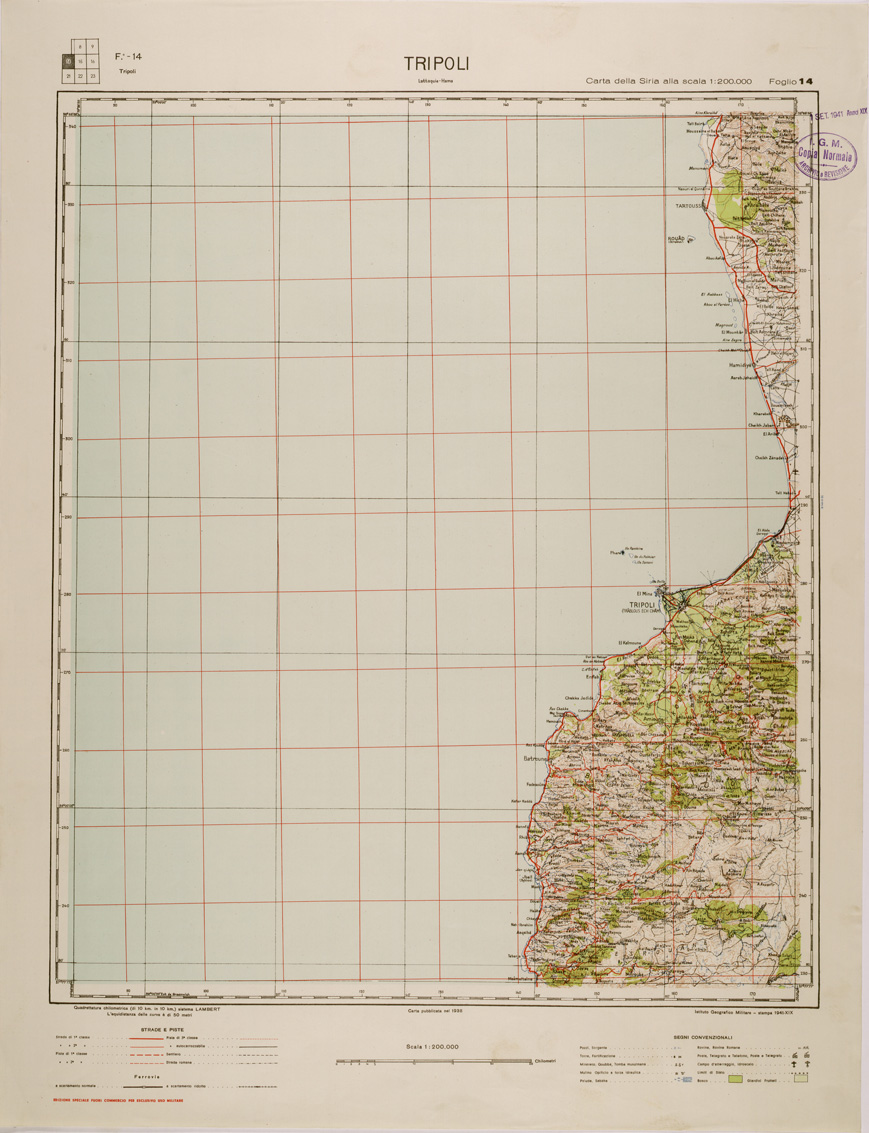 (N:29590) CARTA DELLA SIRIA - FOGLIO 14 - TRIPOLI (SE003406) Carte e stampe antiche: riproduzione a colori su carta (formato A1)