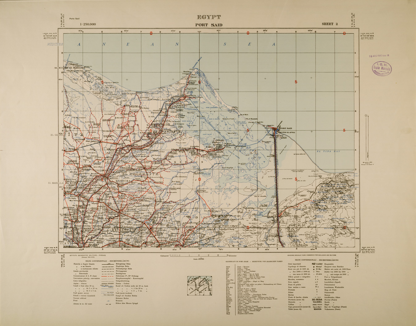 (N:29613) EGYPT - SHEET 2 - PORT SAID (SE003442) Carte e stampe antiche: riproduzione a colori su carta (formato A1)