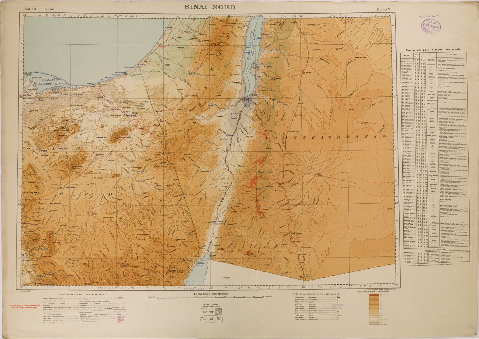 (N:29623) EGYPT (EGITTO) - FOGLIO 3 - SINAI NORD (SE003453) Carte e stampe antiche: riproduzione a colori su carta (formato A1)