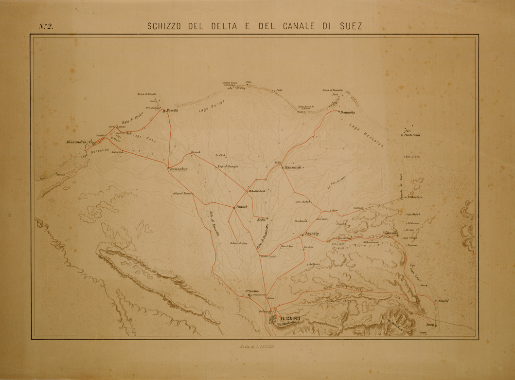 (N:29639) SCHIZZO DEL DELTA E DEL CANALE DI SUEZ (SE003475) Carte e stampe antiche: riproduzione a colori su carta (formato A1)