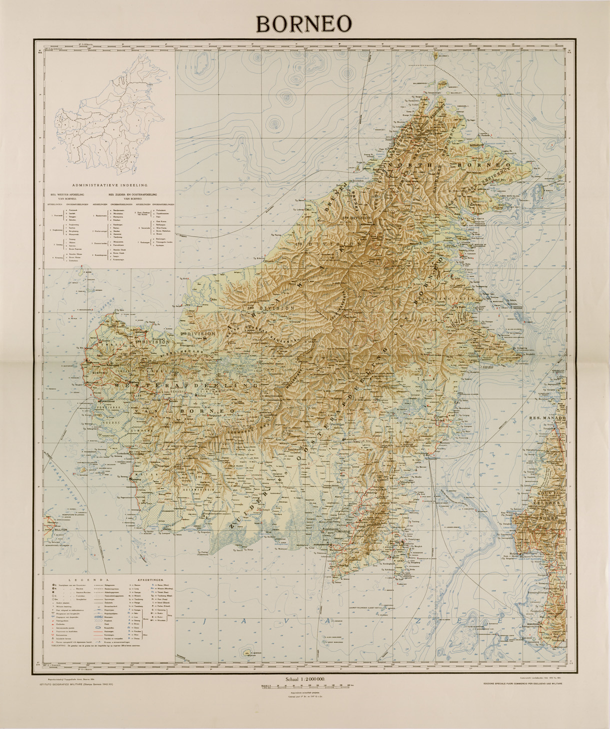 (N:29651) BORNEO (SE003496) Carte e stampe antiche: riproduzione a colori su carta (formato A1)
