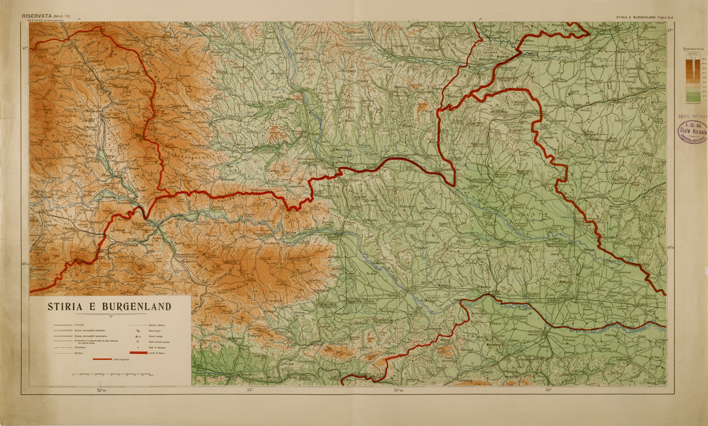 (N:29698) STIRIA E BURGENLAND FOGLIO - SUD (SE003524) Carte e stampe antiche: riproduzione a colori su carta (formato A1)