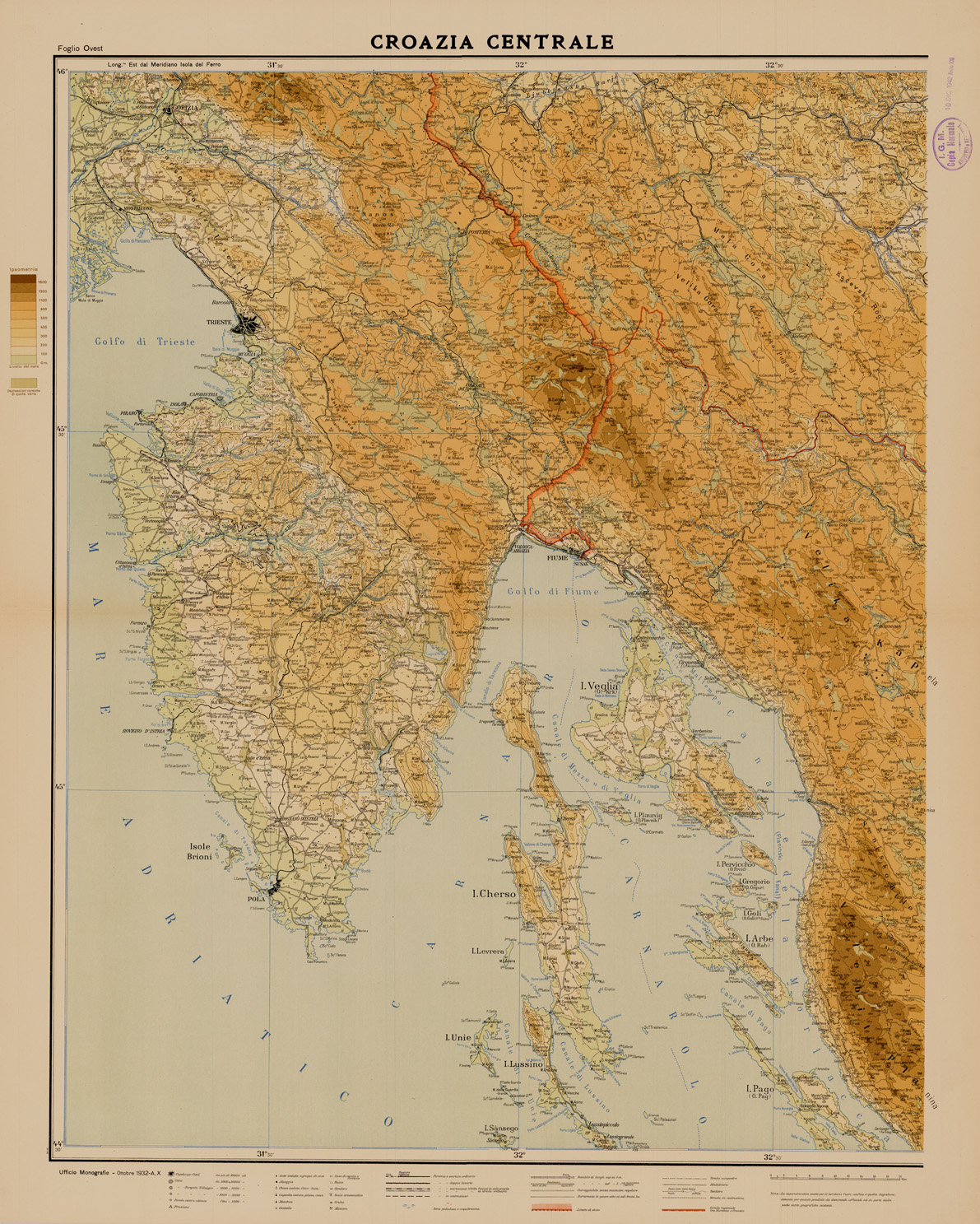 (N:29709) CROAZIA CENTRALE - FOGLIO OVEST (SE003531) Carte e stampe antiche: riproduzione a colori su carta (formato A1)