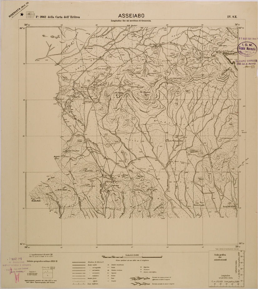(N:29672) CARTA DELL'ERITREA - FOGLIO 2062 IV SE - ASSEIABO (SE003560) Carte e stampe antiche: riproduzione a colori su carta (formato A1)