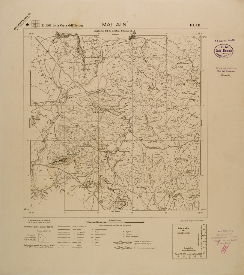 (N:29681) CARTA DELL'ERITREA - FOGLIO 1963 III NE - MAI AINI (SE003567) Carte e stampe antiche: riproduzione a colori su carta (formato A1)