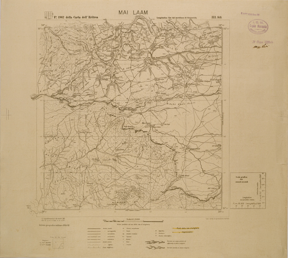 (N:29688) CARTA DELL'ERITREA - FOGLIO 1962 III SO - MAI LAAM (SE003574) Carte e stampe antiche: riproduzione a colori su carta (formato A1)