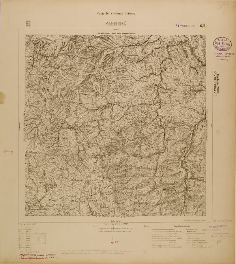 (N:29755) CARTA DELLA COLONIA ERITREA - FOGLIO G2 - FAGHENA (SE003627) Carte e stampe antiche: riproduzione a colori su carta (formato A1)