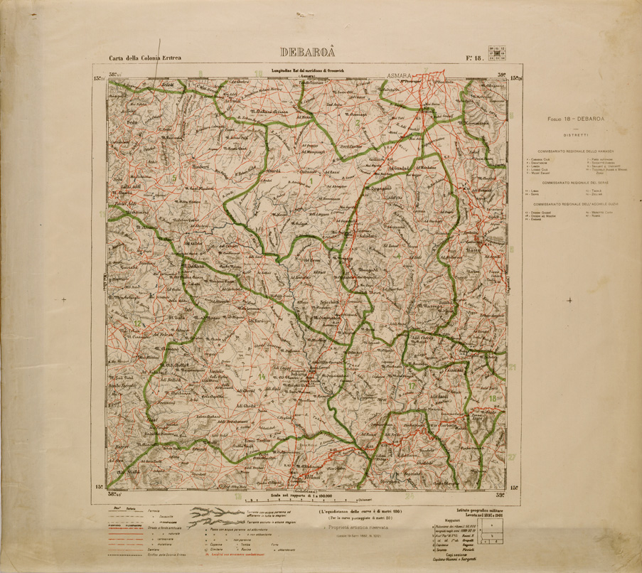 (N:29789) CARTA DELLA COLONIA ERITREA LIMITI AMMINISTRATIVI FOGLIO 18 DEBAROA (SE003650) Carte e stampe antiche: riproduzione a colori su carta (formato A1)