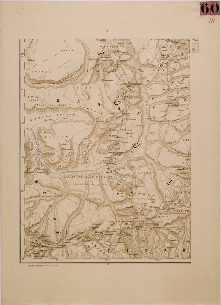 (N:29856) CARTA DIMOSTRATIVA DELLA REGIONE COMPRESA FRA MASSAUA KEREN AKSUM E ADIGRAT - FOGLIO 3 (SE003719) Carte e stampe antiche: riproduzione a colori su carta (formato A1)