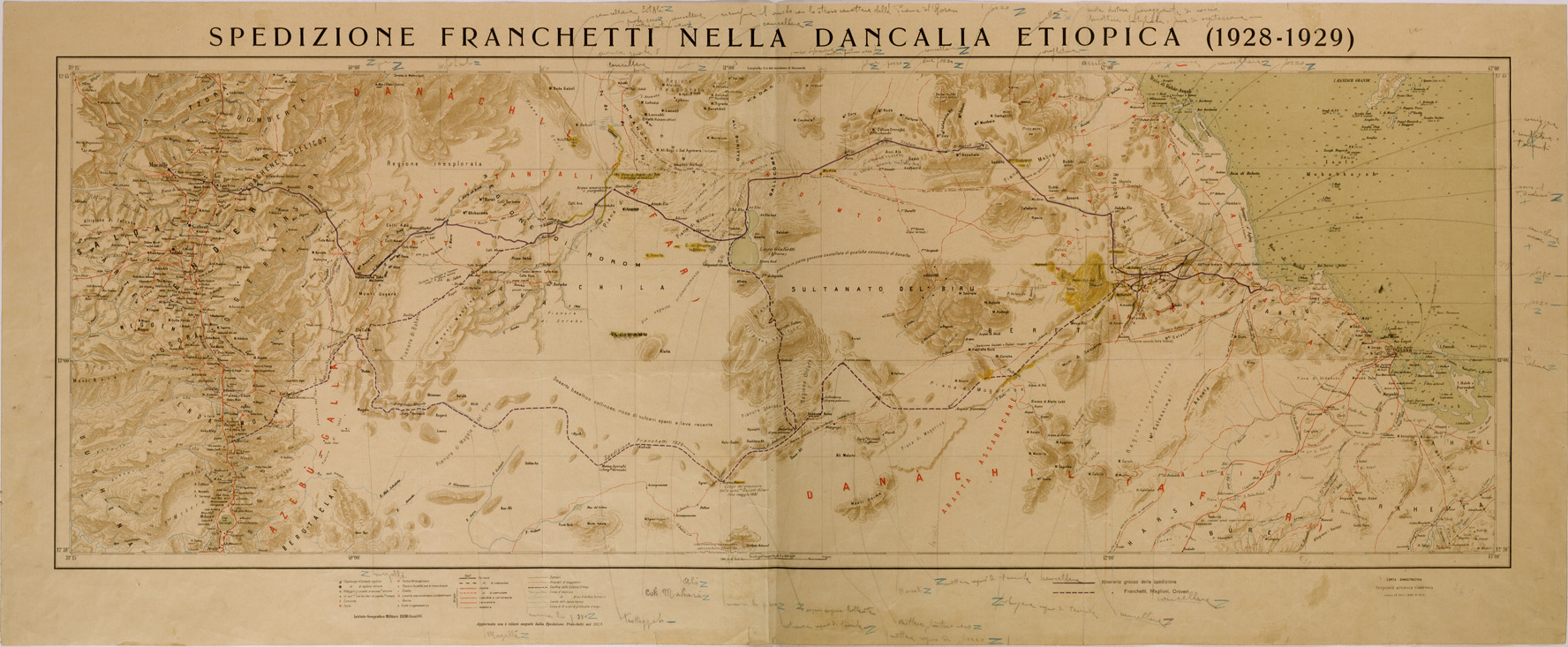 (N:29867) SPEDIZIONE FRANCHETTI NELLA DANCALIA ETIOPICA (1928-1929) MACALLE ASSAB (SE003730) Carte e stampe antiche: riproduzione a colori su carta (formato A1)