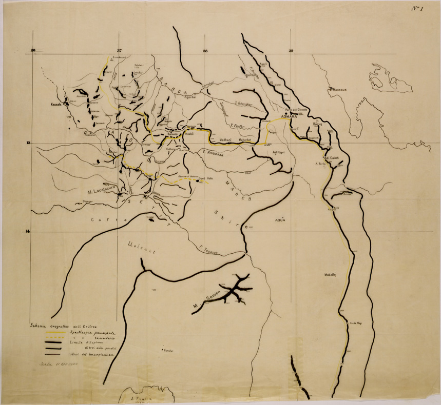 (N:29892) SCHEMA OROGRAFICO DELL'ERITREA - TAV 1 (SE003756) Carte e stampe antiche: riproduzione a colori su carta (formato A1)