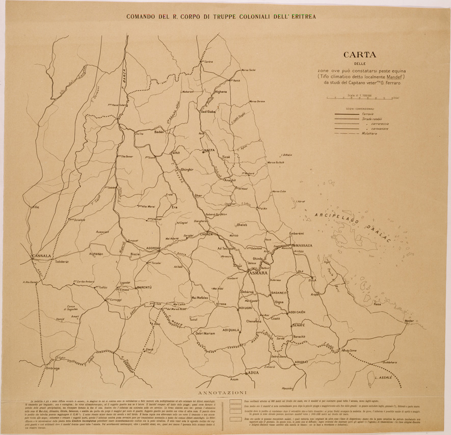 (N:29921) CARTA DELLE ZONE OVE PUO CONSTATARSI PESTE EQUINA (SE003786) Carte e stampe antiche: riproduzione a colori su carta (formato A1)