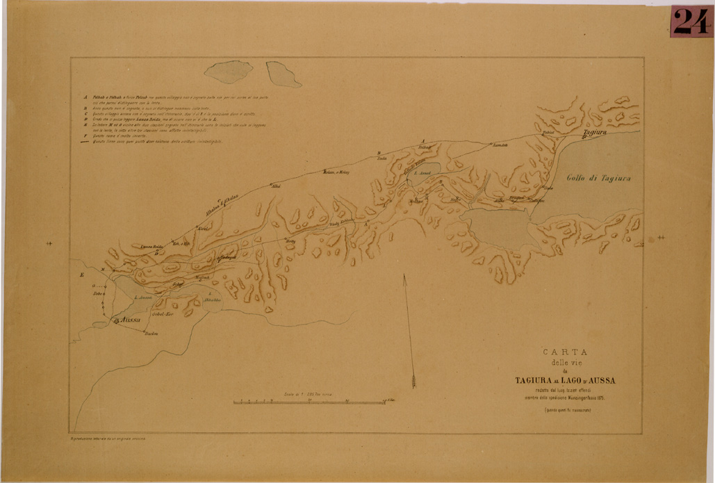 (N:29952) CARTA DELLE VIE DA TAGIURA AL LAGO D' AUSSA (SE003819) Carte e stampe antiche: riproduzione a colori su carta (formato A1)