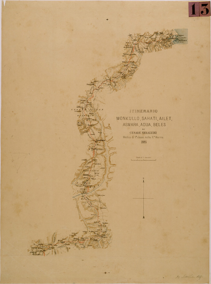 (N:29993) ITINERARIO MONKULLO SAHATI AILET ASMARA ADUA BELES (SE003863) Carte e stampe antiche: riproduzione a colori su carta (formato A1)