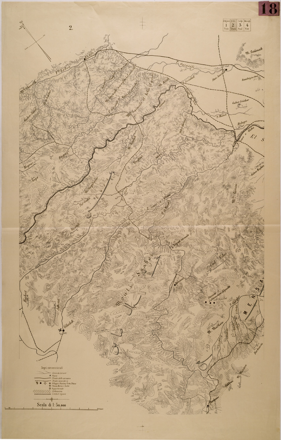 (N:29996) CARTA DIMOSTRATIVA DELLA REGIONE COMPRESA FRA OTUMLO AILET EL AIN E EL MOHABER - TAV 2 - EL AIN GHELEB (SE003866) Carte e stampe antiche: riproduzione a colori su carta (formato A1)