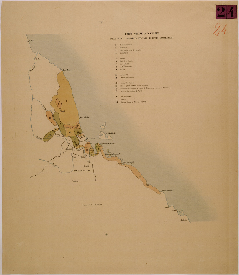 (N:30006) TRIBU VICINE A MASSAUA (SE003876) Carte e stampe antiche: riproduzione a colori su carta (formato A1)