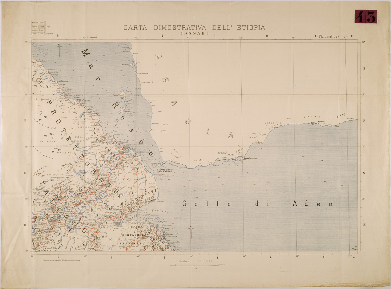 (N:30017) CARTA DIMOSTRATIVA DELL' ETIOPIA - ASSAB (SE003890) Carte e stampe antiche: riproduzione a colori su carta (formato A1)