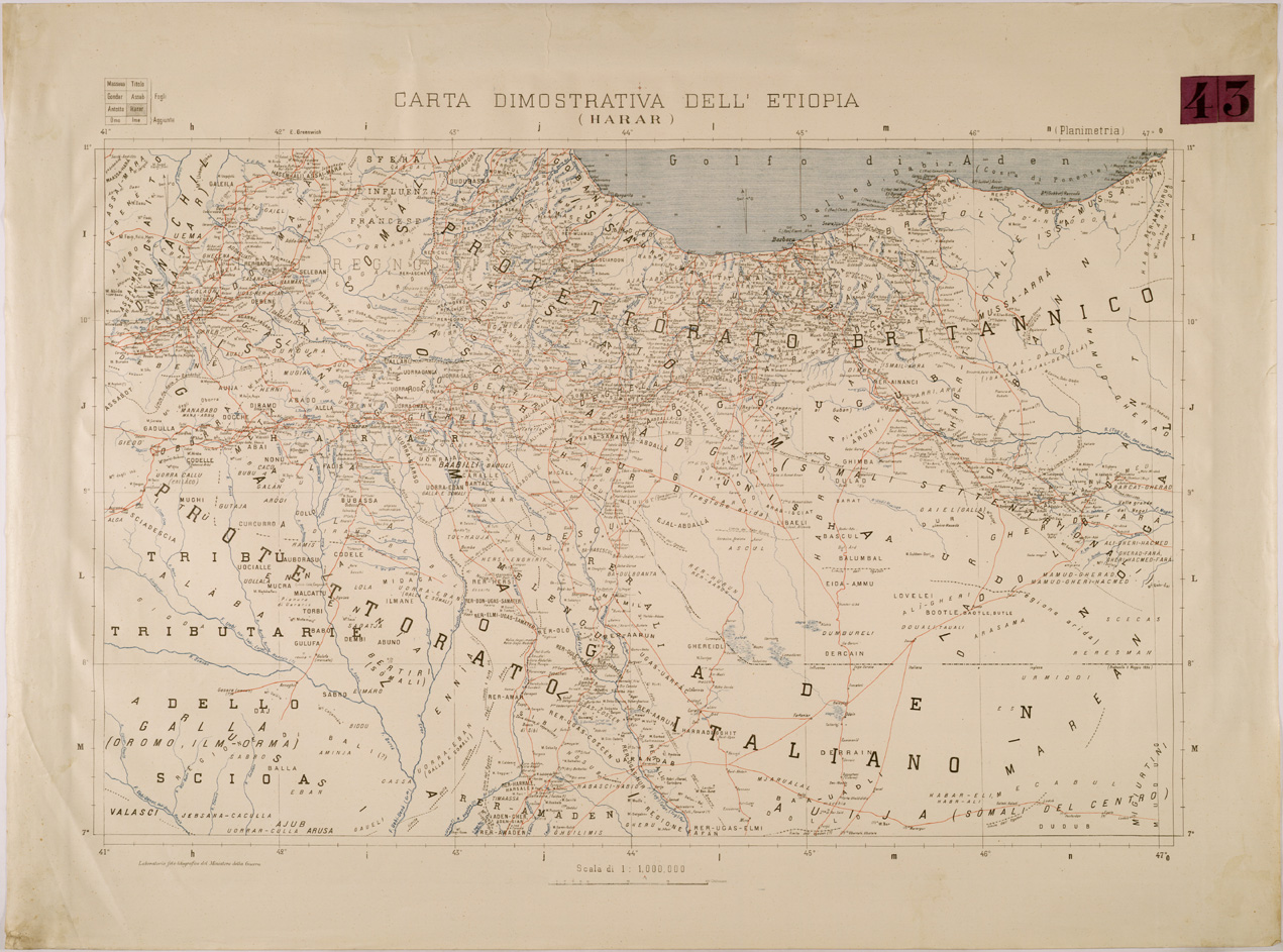 (N:30018) CARTA DIMOSTRATIVA DELL' ETIOPIA - HARAR (SE003891) Carte e stampe antiche: riproduzione a colori su carta (formato A1)