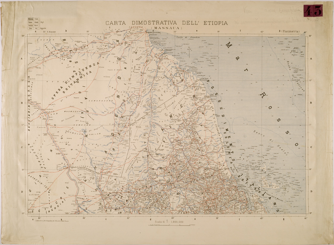 (N:30023) CARTA DIMOSTRATIVA DELL' ETIOPIA - MASSAUA (SE003896) Carte e stampe antiche: riproduzione a colori su carta (formato A1)