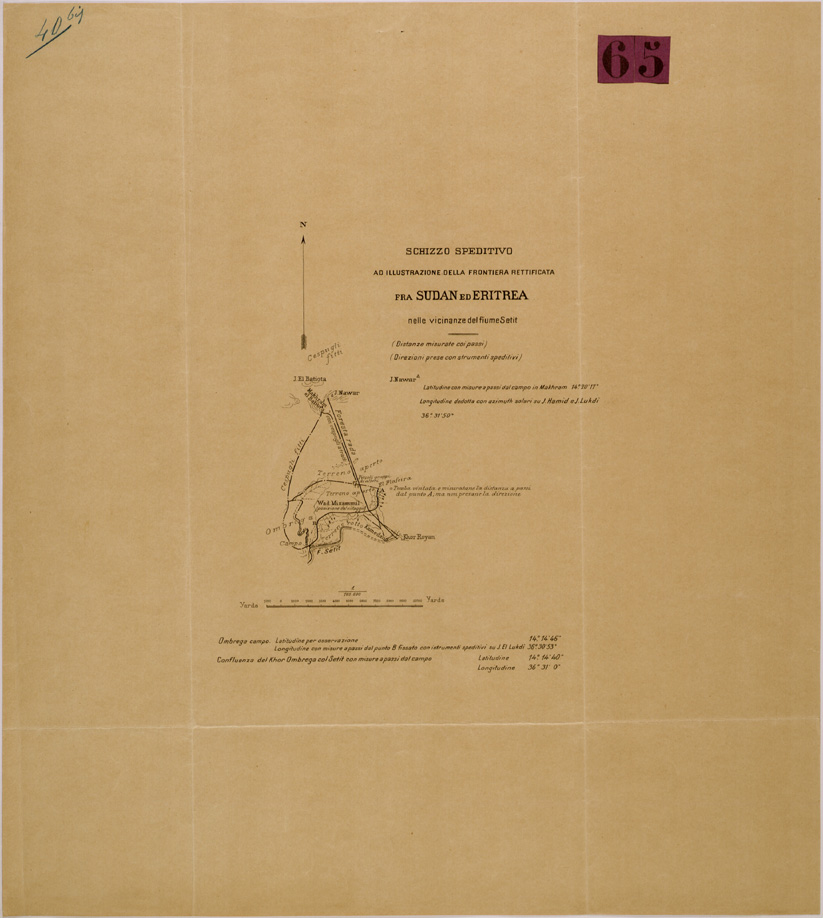 (N:30046) SCHIZZO SPEDITIVO AD ILLUSTRAZIONE DELLA FRONTIERA RETTIFICATA FRA SUDAN ED ERITREA (SE003918) Carte e stampe antiche: riproduzione a colori su carta (formato A1)