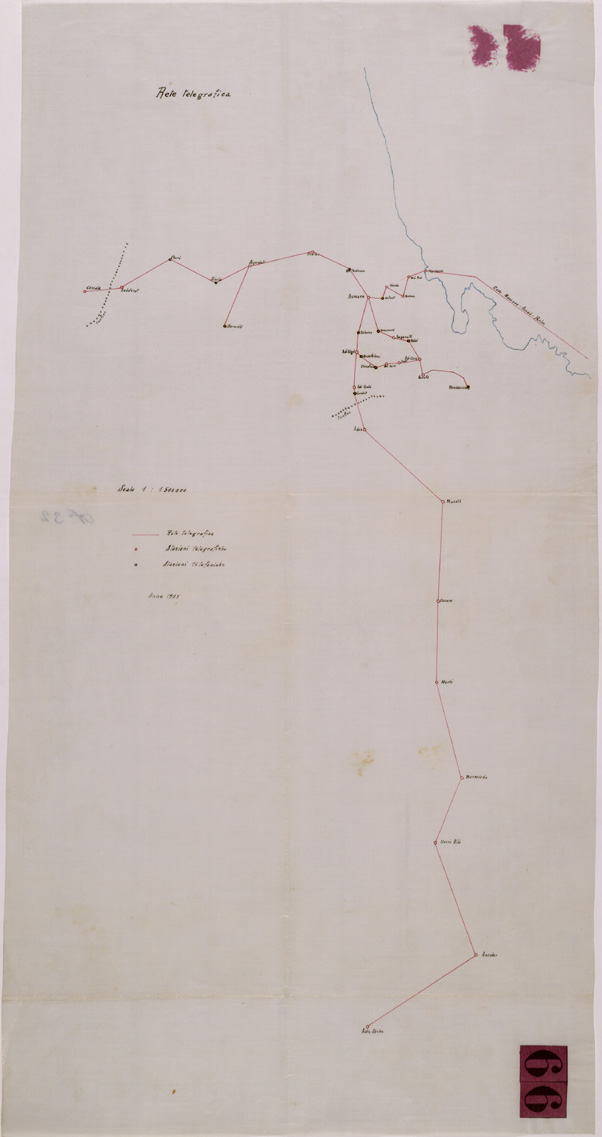 (N:30047) RETE TELEGRAFICA MASSAUA CASSALA ADDIS ABEBA (SE003919) Carte e stampe antiche: riproduzione a colori su carta (formato A1)
